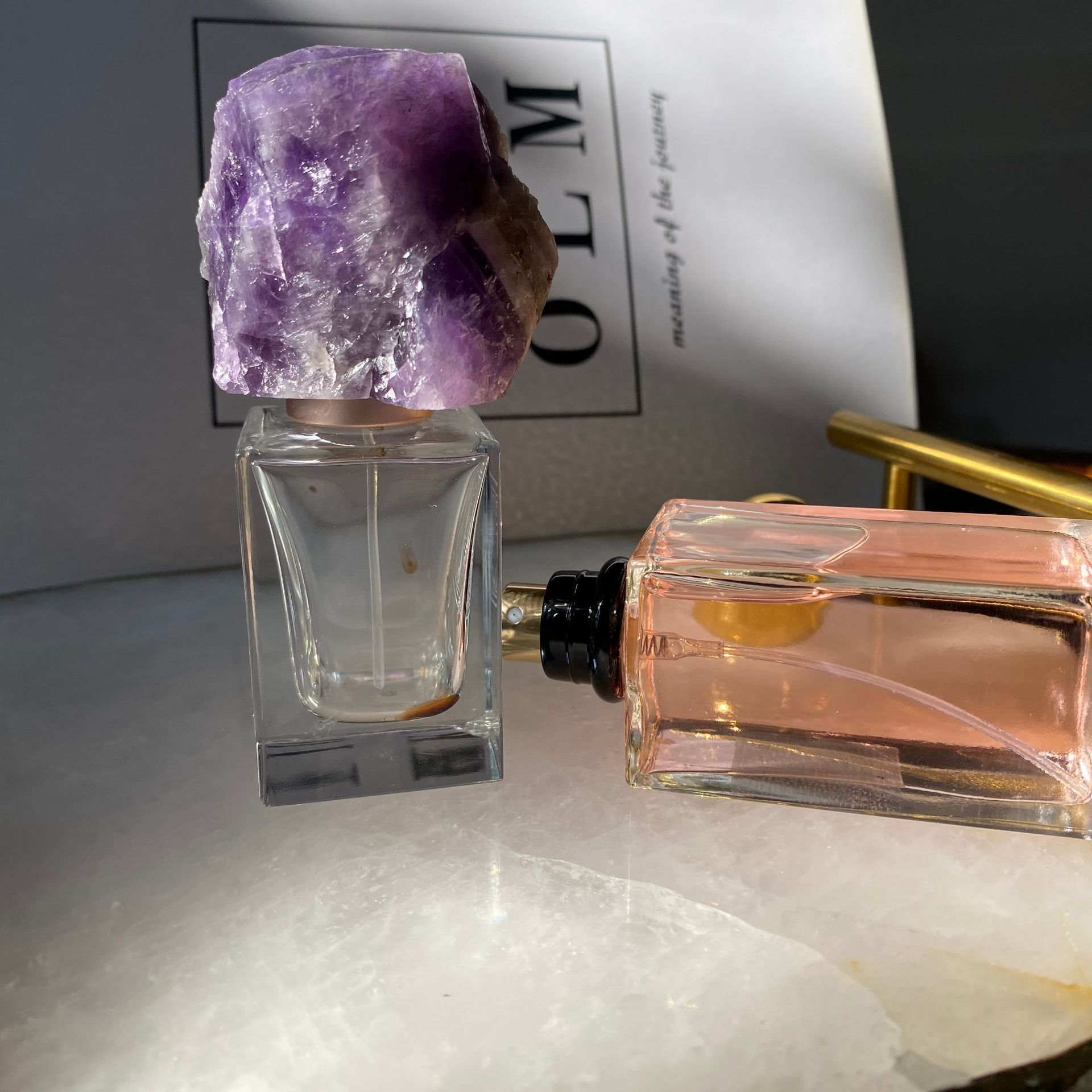 Raw Crystal Stone Cap & Gemstone Aromatherapy Perfume Bottle - 23