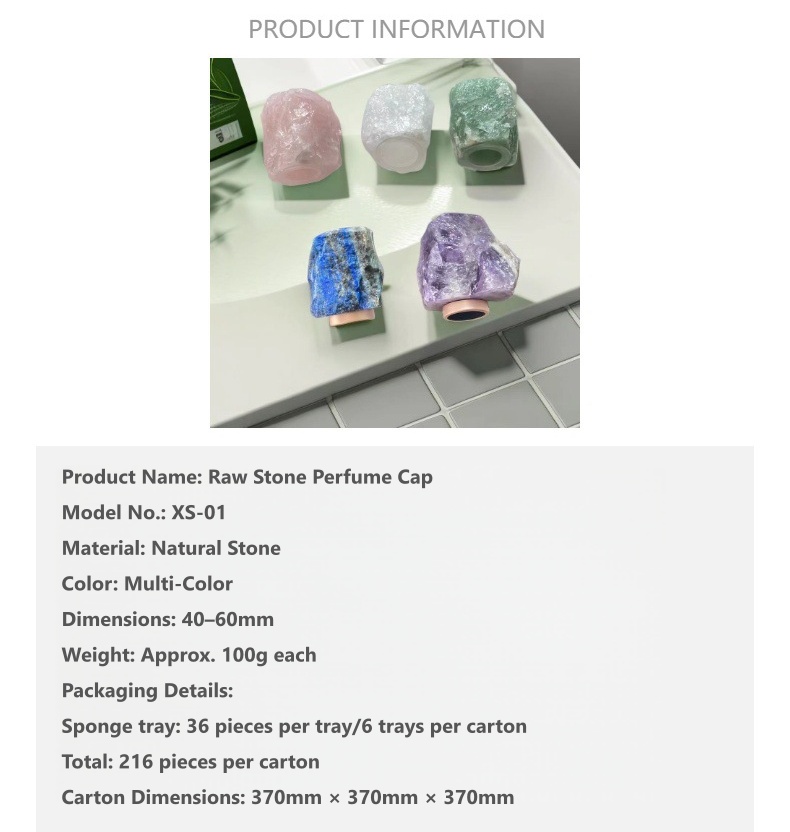 Raw Crystal Stone Cap & Gemstone Aromatherapy Perfume Bottle - 24