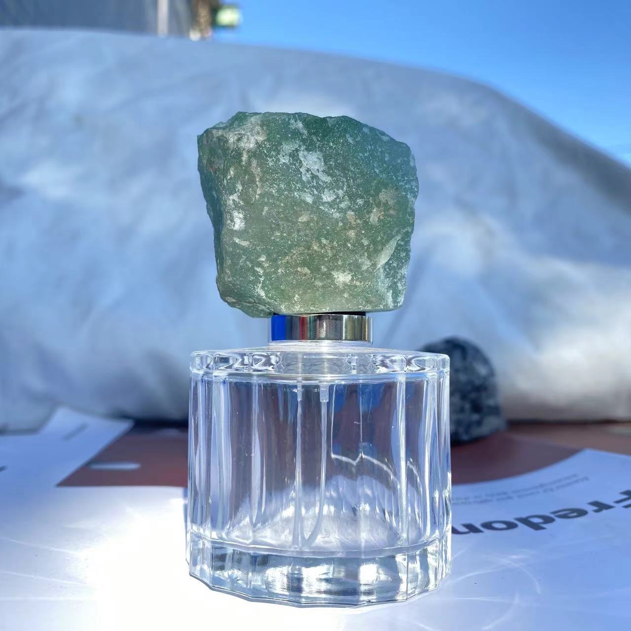 Raw Crystal Stone Cap & Gemstone Aromatherapy Perfume Bottle - 18