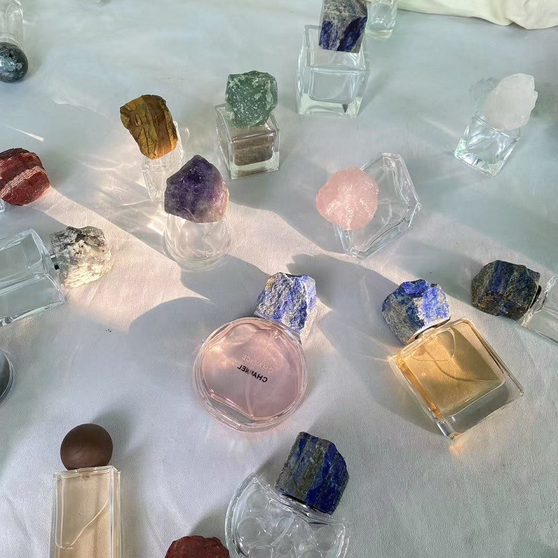 Raw Crystal Stone Cap & Gemstone Aromatherapy Perfume Bottle - 3