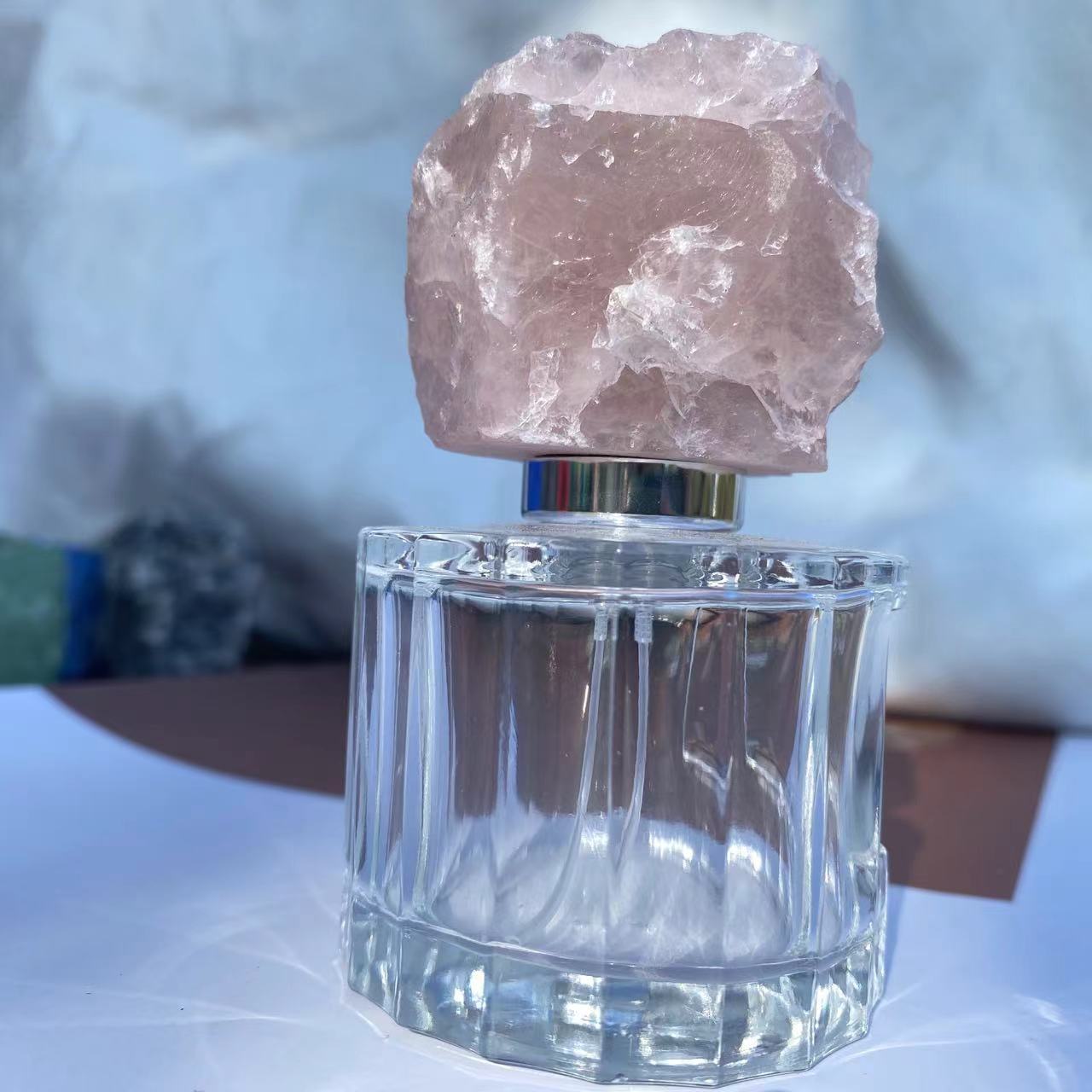 Raw Crystal Stone Cap & Gemstone Aromatherapy Perfume Bottle - 7