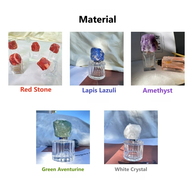 Raw Crystal Stone Cap & Gemstone Aromatherapy Perfume Bottle - 25