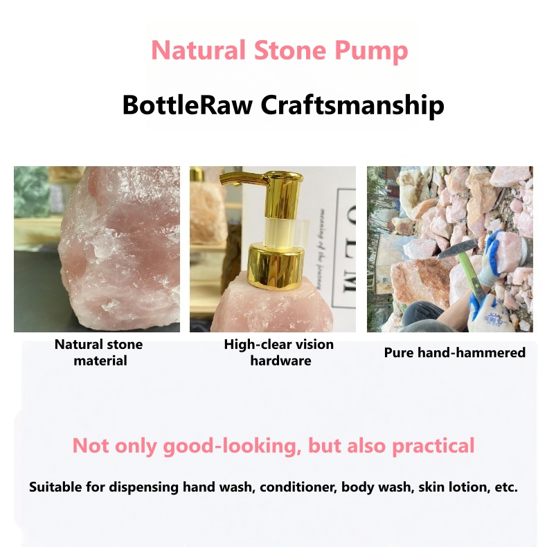 Light luxury, Nordic-style natural pink crystal press bottle — high-end jade. - 15