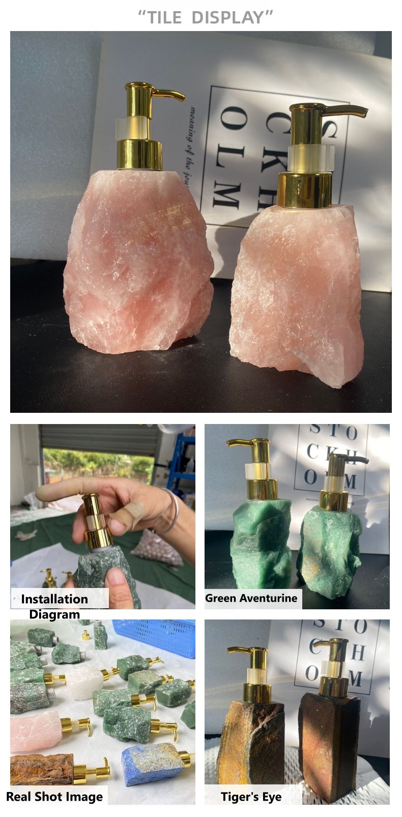 Light luxury, Nordic-style natural pink crystal press bottle — high-end jade. - 14