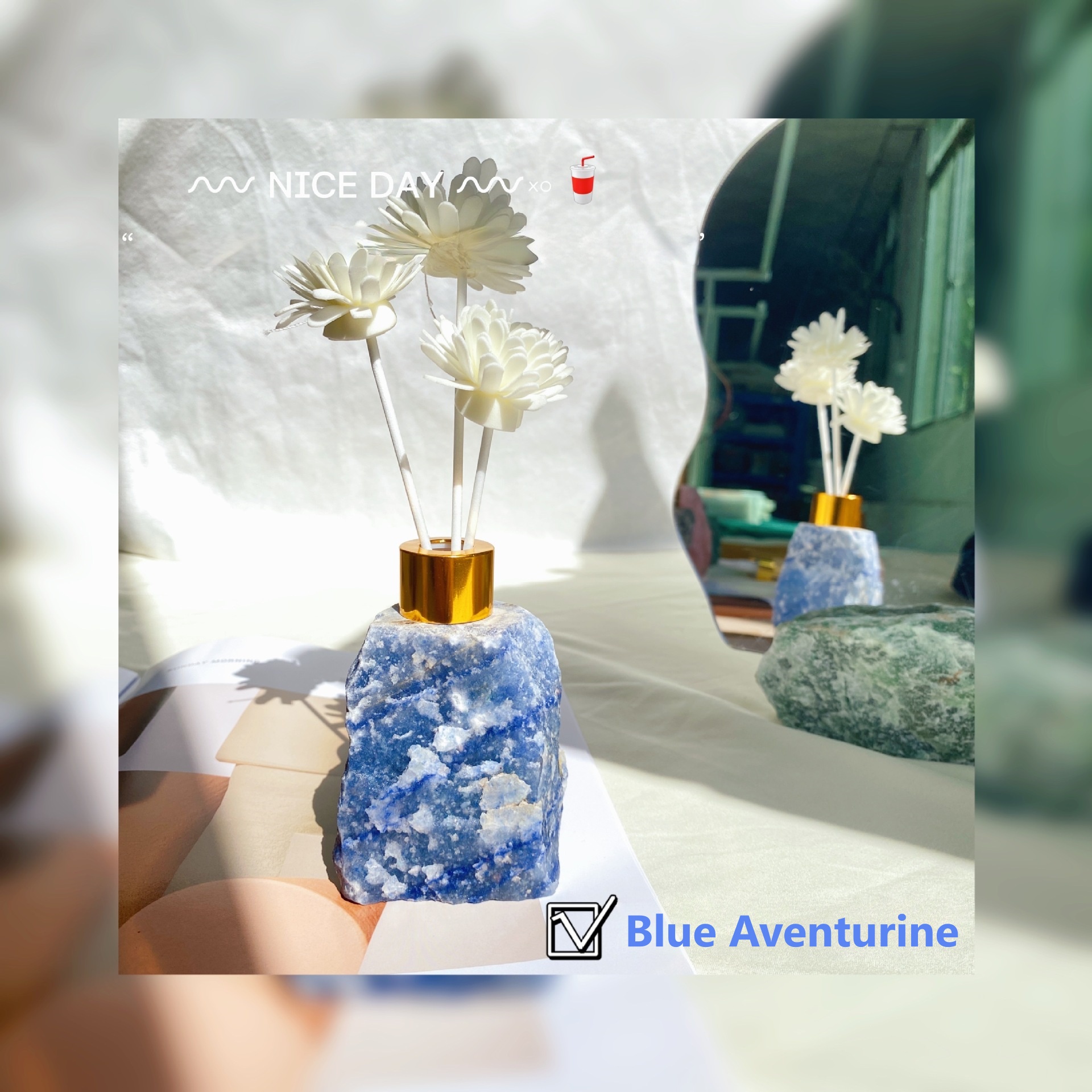 Raw crystal aromatherapy diffuser stone, scented gift crystal stone. - 7