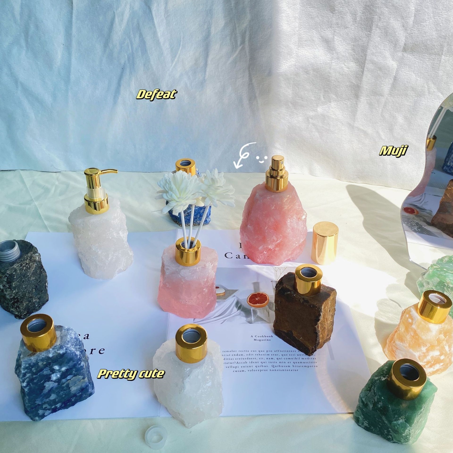 Raw crystal aromatherapy diffuser stone, scented gift crystal stone.