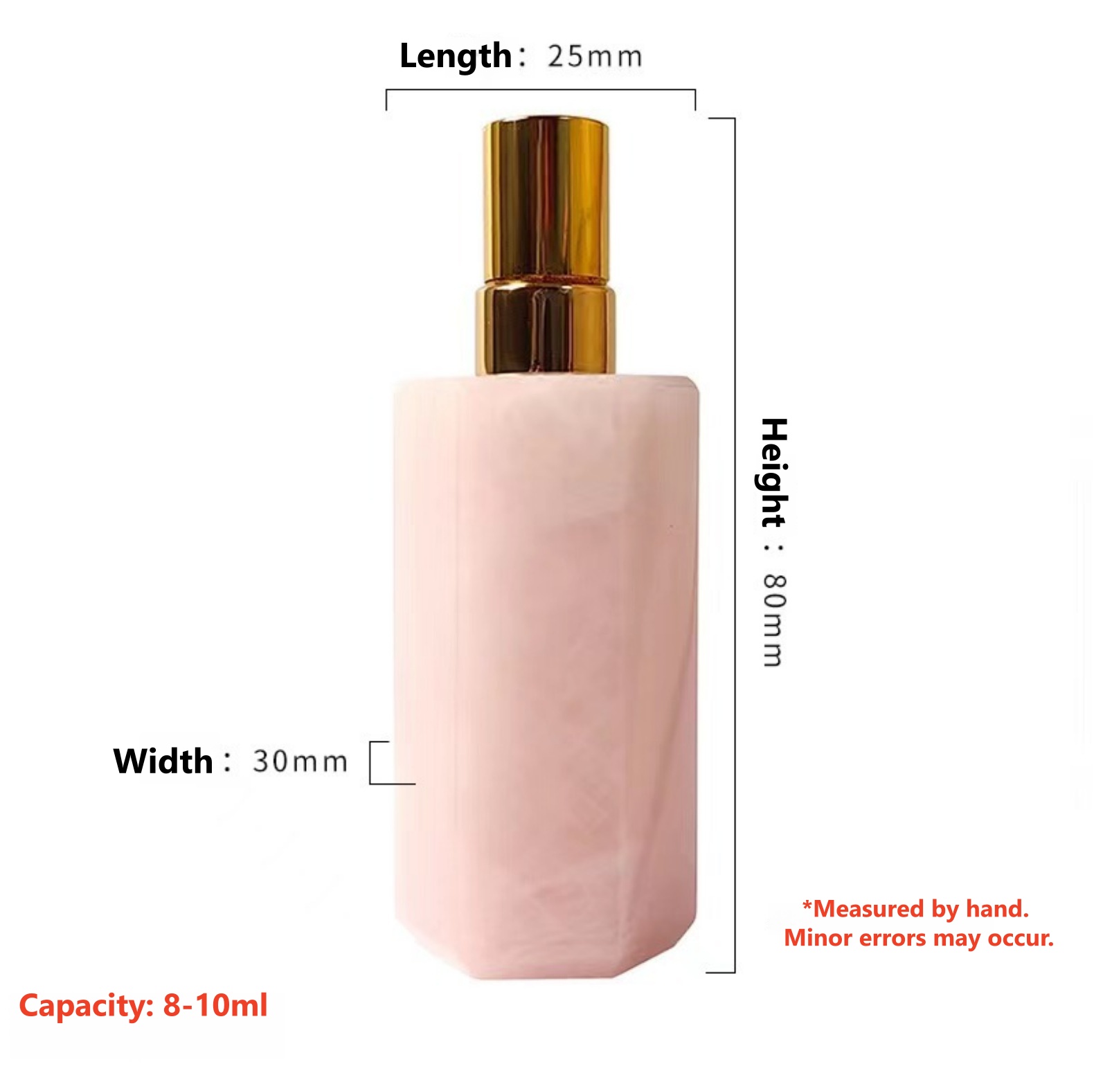 10ml Natural Stone Pink Crystal Jade Agate Refillable Perfume Bottle - 13