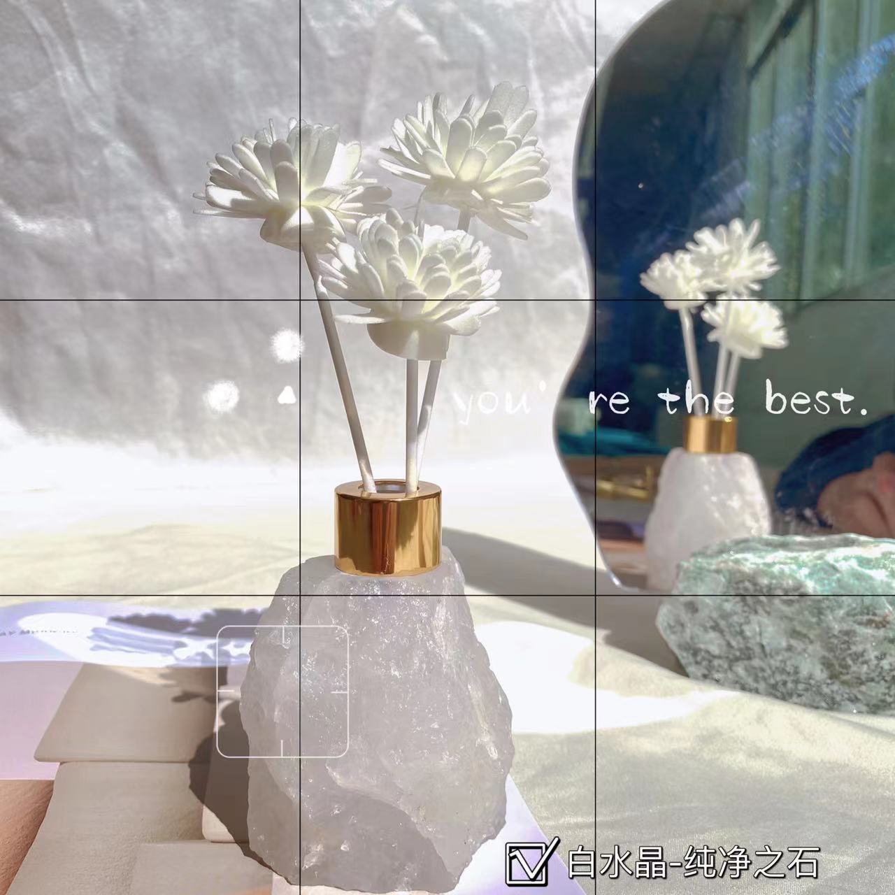 Raw crystal aromatherapy diffuser stone, scented gift crystal stone. - 4