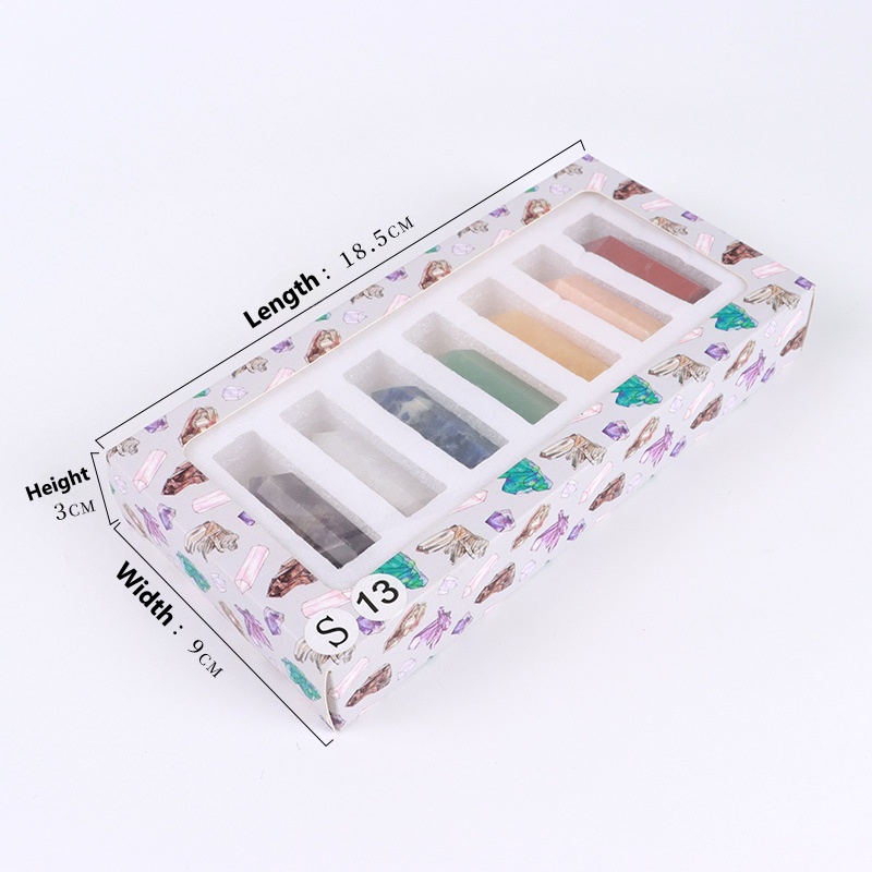 7-piece set of natural stone rose quartz hexagonal columns - 3