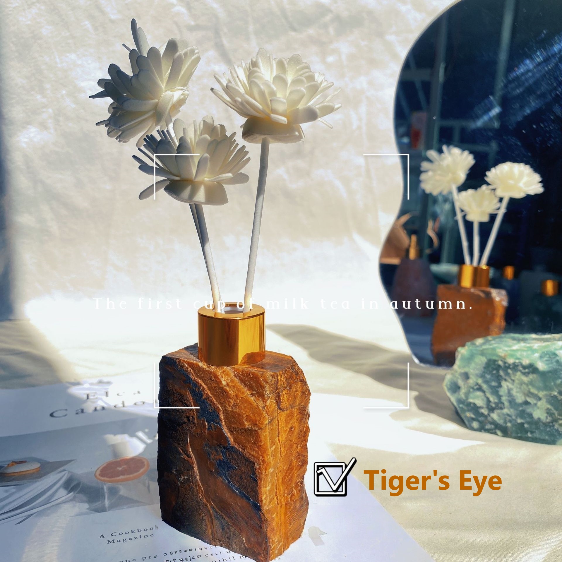 Raw crystal aromatherapy diffuser stone, scented gift crystal stone. - 6