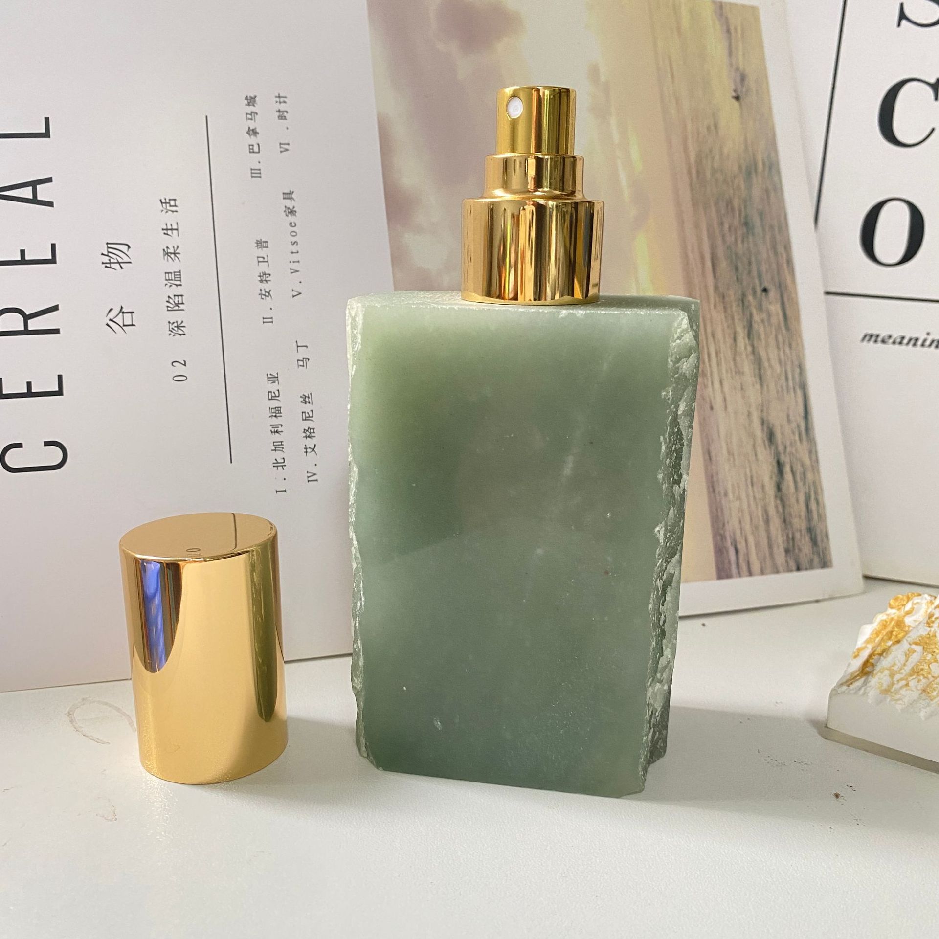 Natural pink crystal jade spray bottle - 7