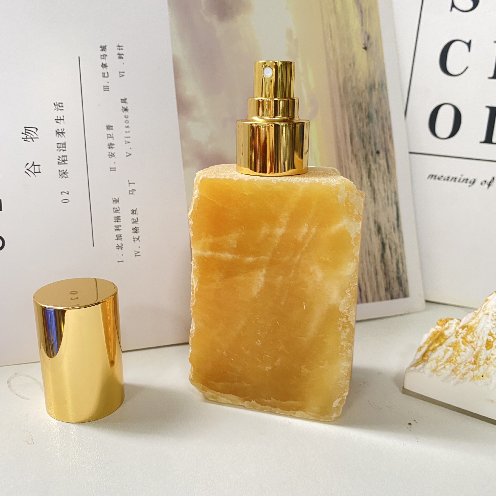 Natural pink crystal jade spray bottle - 8