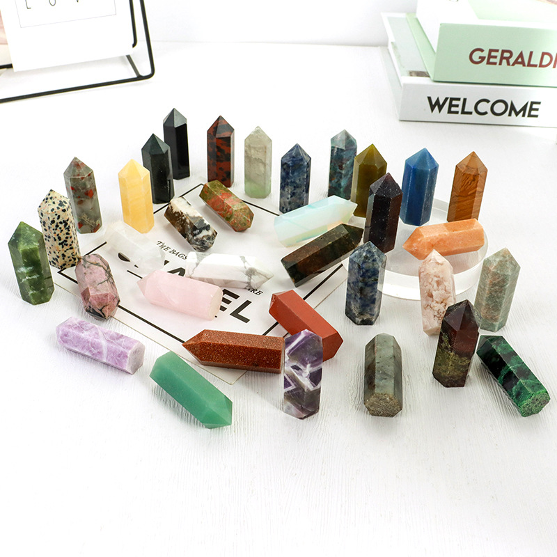 Natural rose quartz hexagonal prism