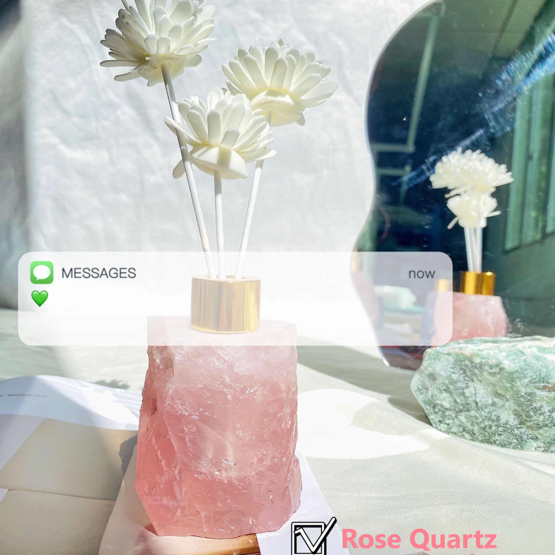 Raw crystal aromatherapy diffuser stone, scented gift crystal stone. - 5