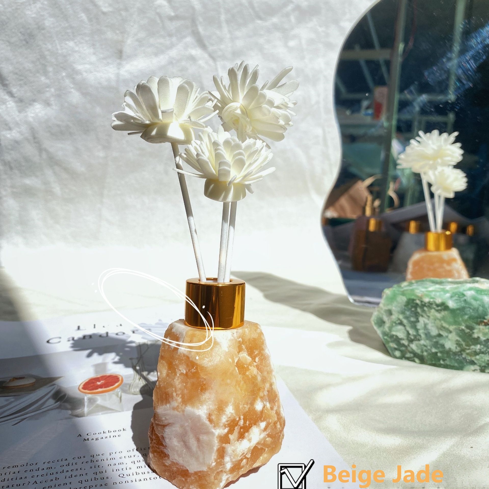 Raw crystal aromatherapy diffuser stone, scented gift crystal stone. - 9