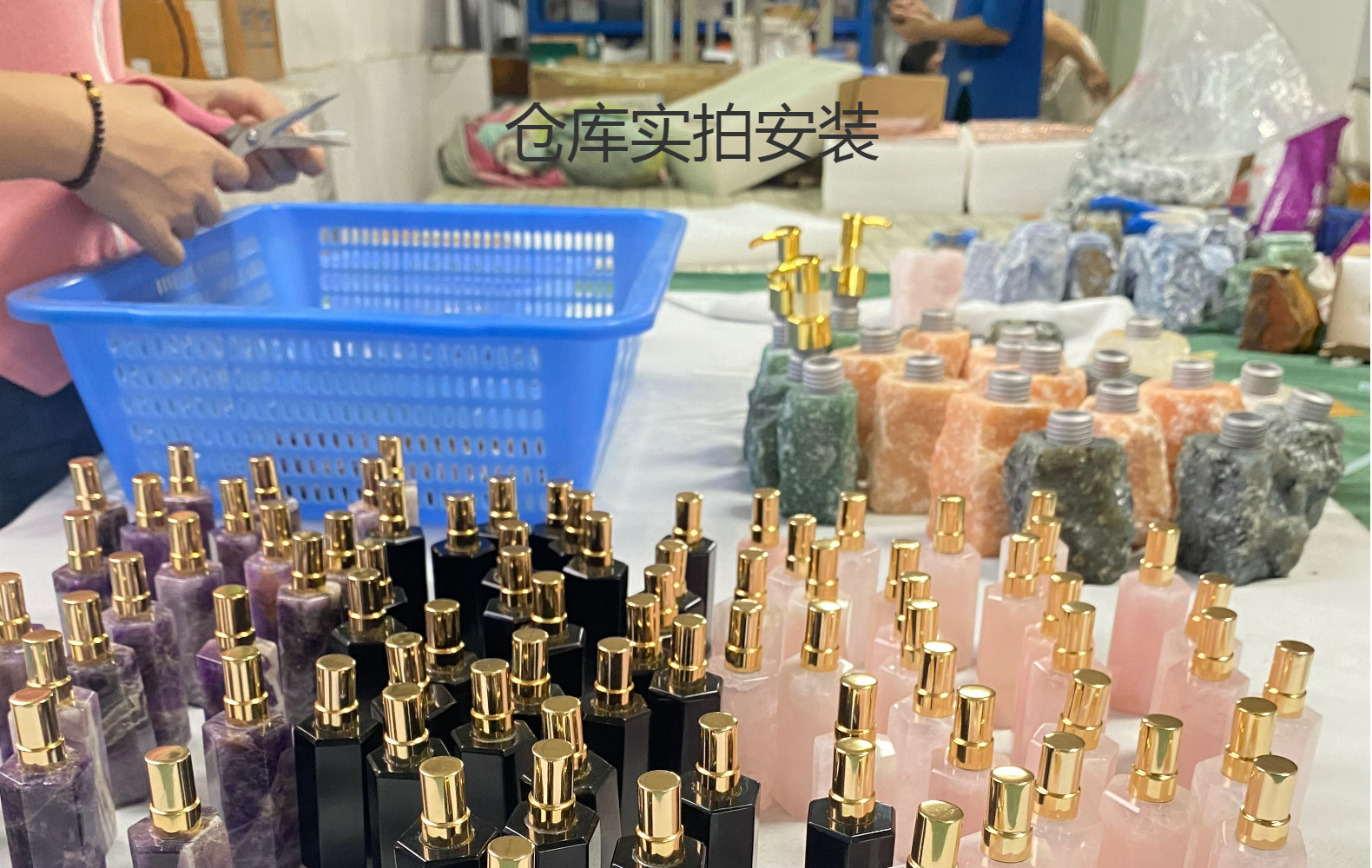 10ml Natural Stone Pink Crystal Jade Agate Refillable Perfume Bottle - 14