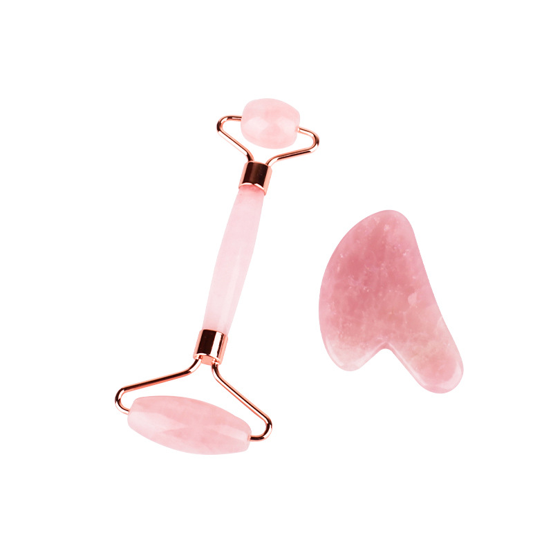 Double-headed handheld crystal and jade massage roller