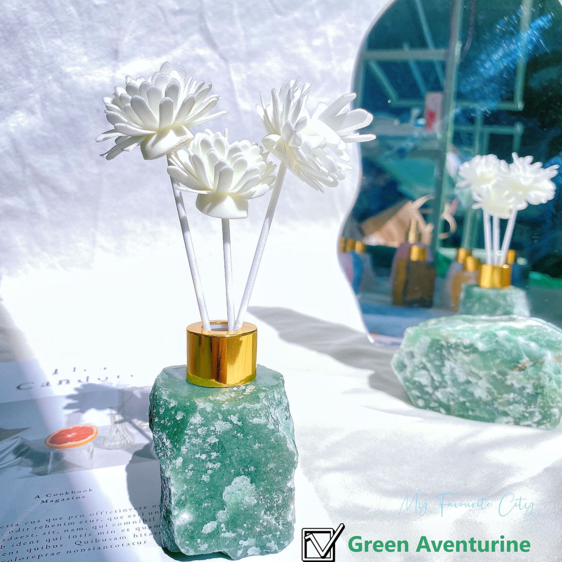 Raw crystal aromatherapy diffuser stone, scented gift crystal stone. - 8