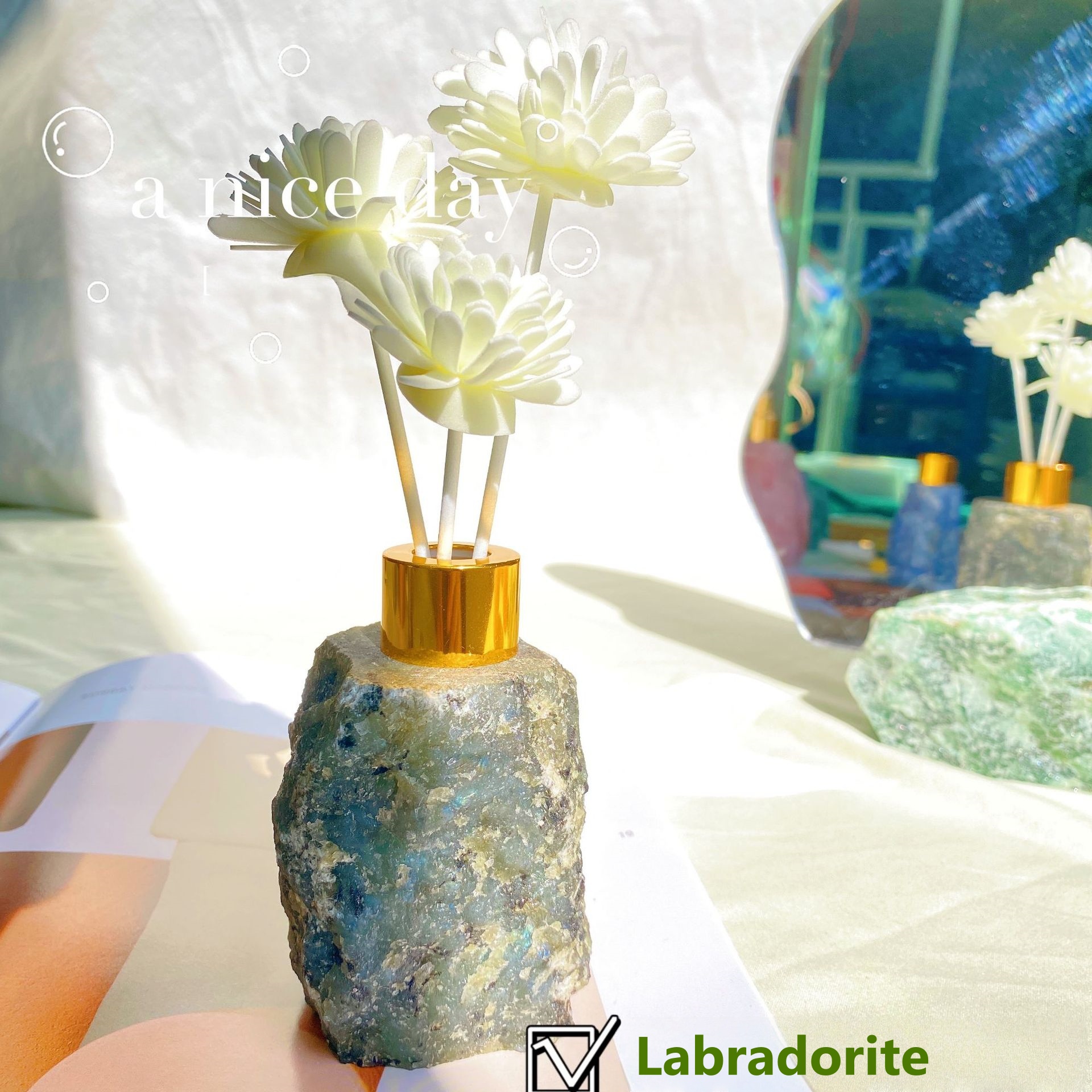 Raw crystal aromatherapy diffuser stone, scented gift crystal stone. - 11