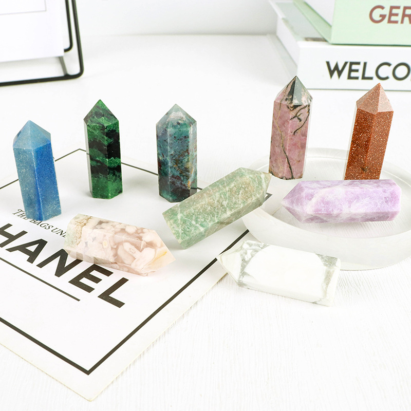 Natural rose quartz hexagonal prism