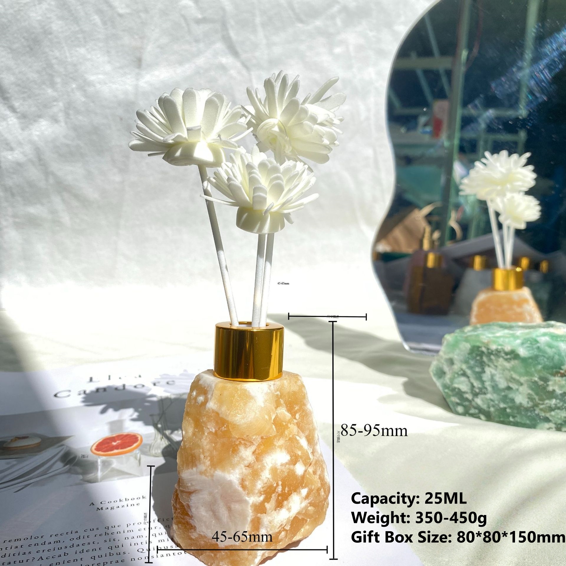 Raw crystal aromatherapy diffuser stone, scented gift crystal stone. - 14