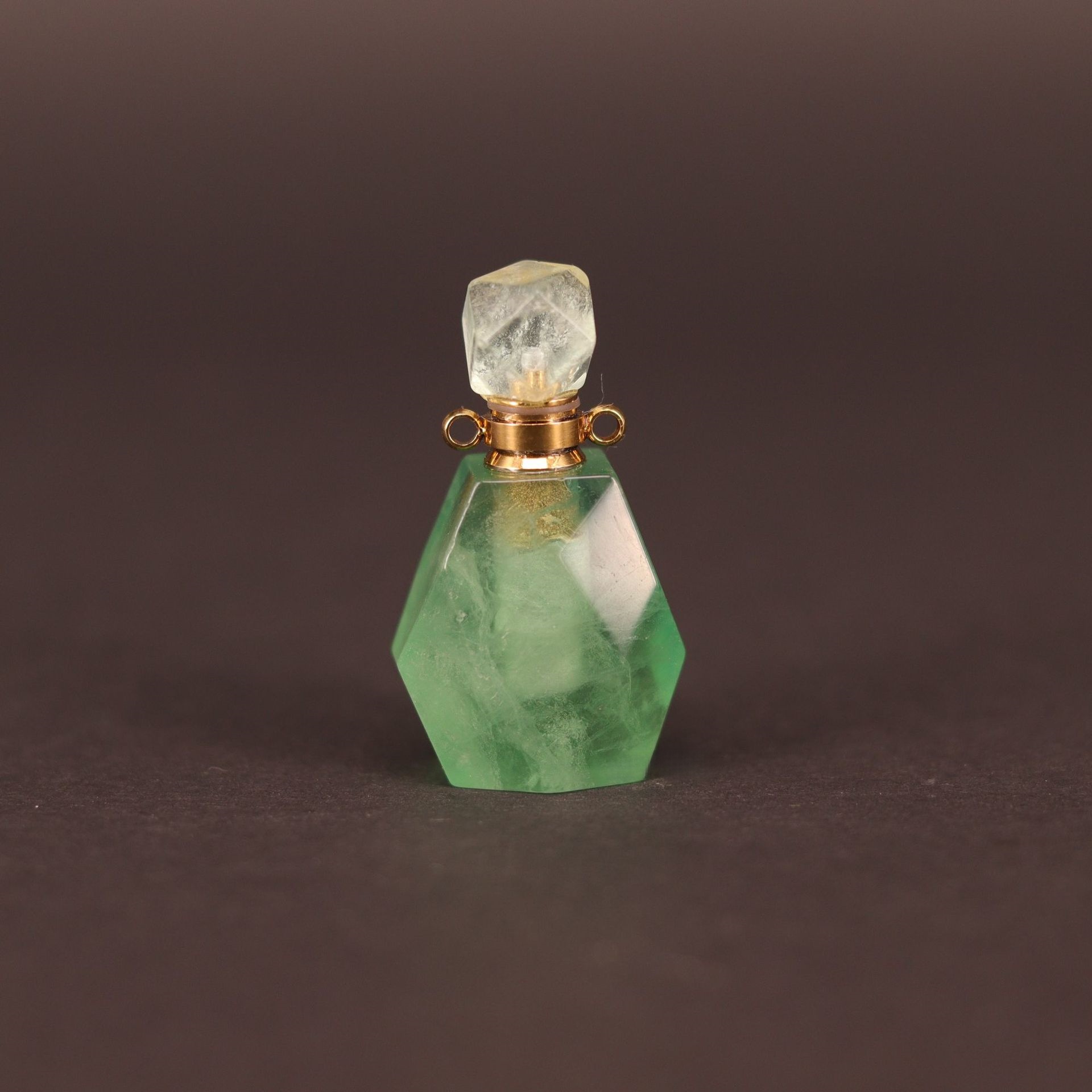 Gemstone  Crystal Rhombus Perfume Bottle Pendant - 6