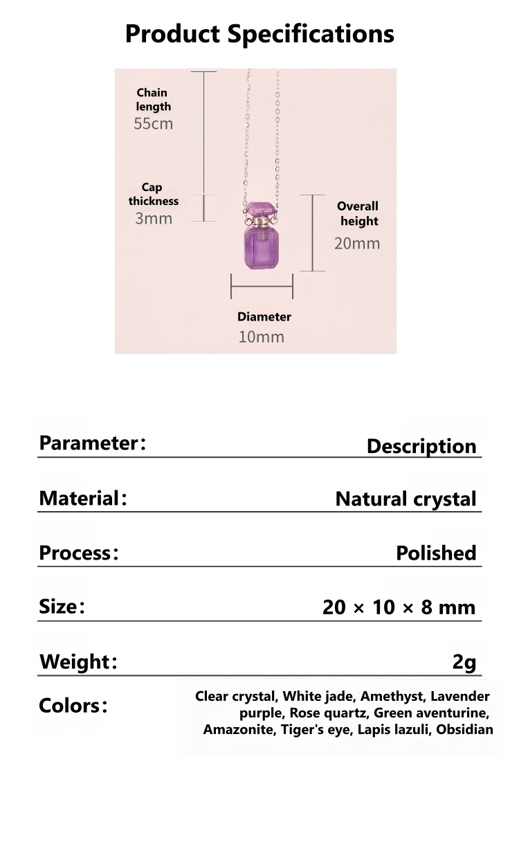Natural crystal mini square necklace - 2