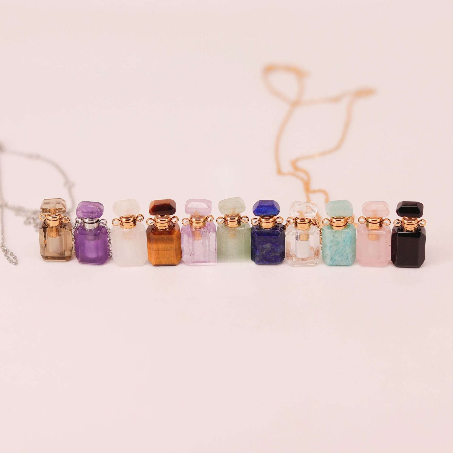 Natural crystal mini square necklace