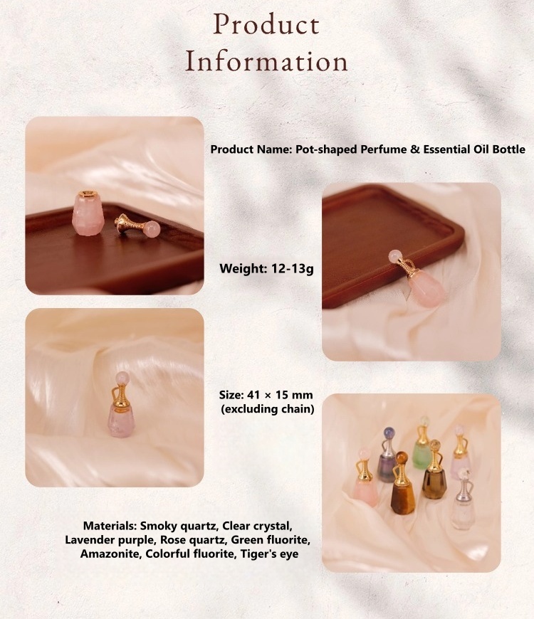 Teapot Crystal & Natural Stone Oil Perfume Pendant