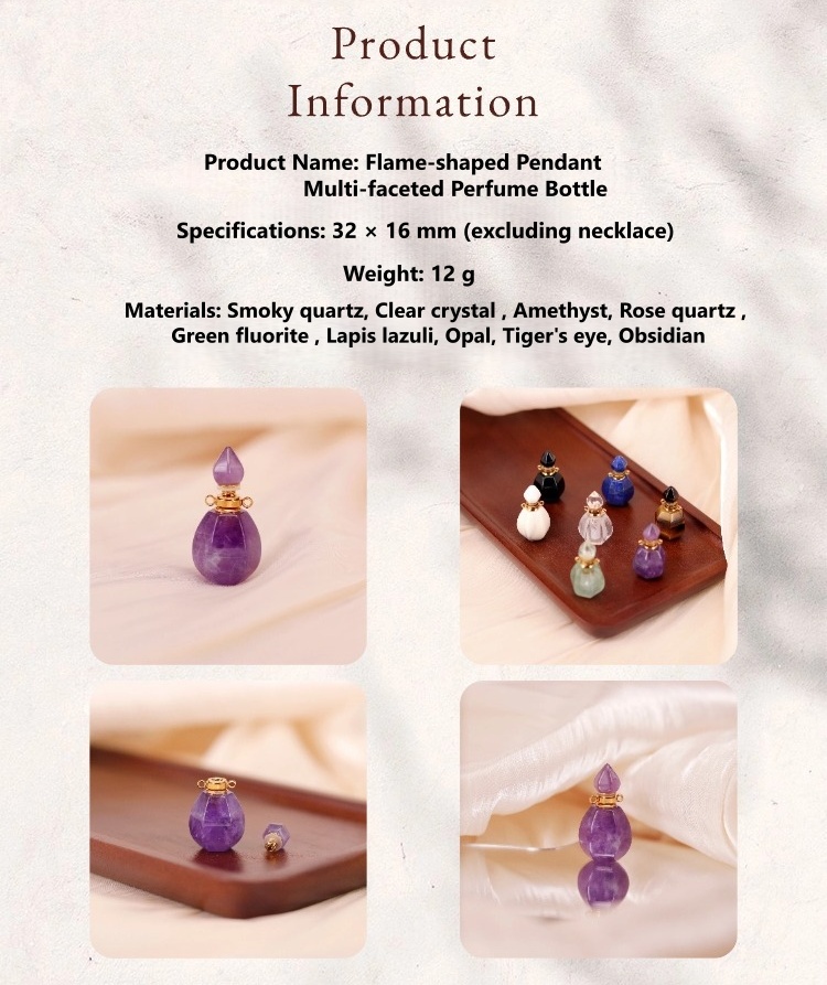 Natural crystal & gemstone flame-shaped necklace - 2
