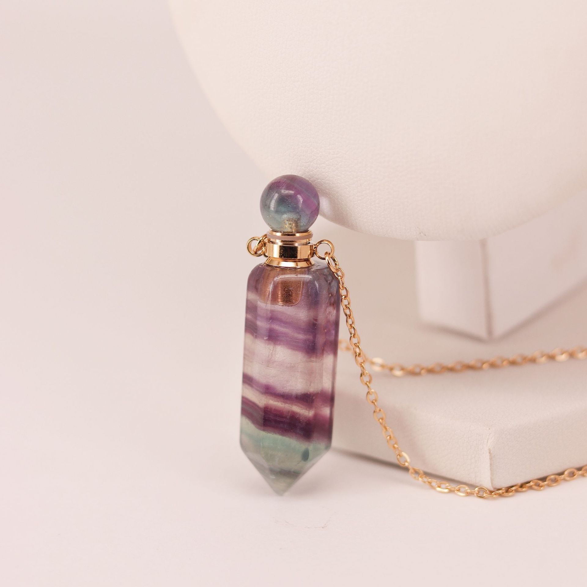 Hexagonal Crystal Roll-On Oil Pendant - 2