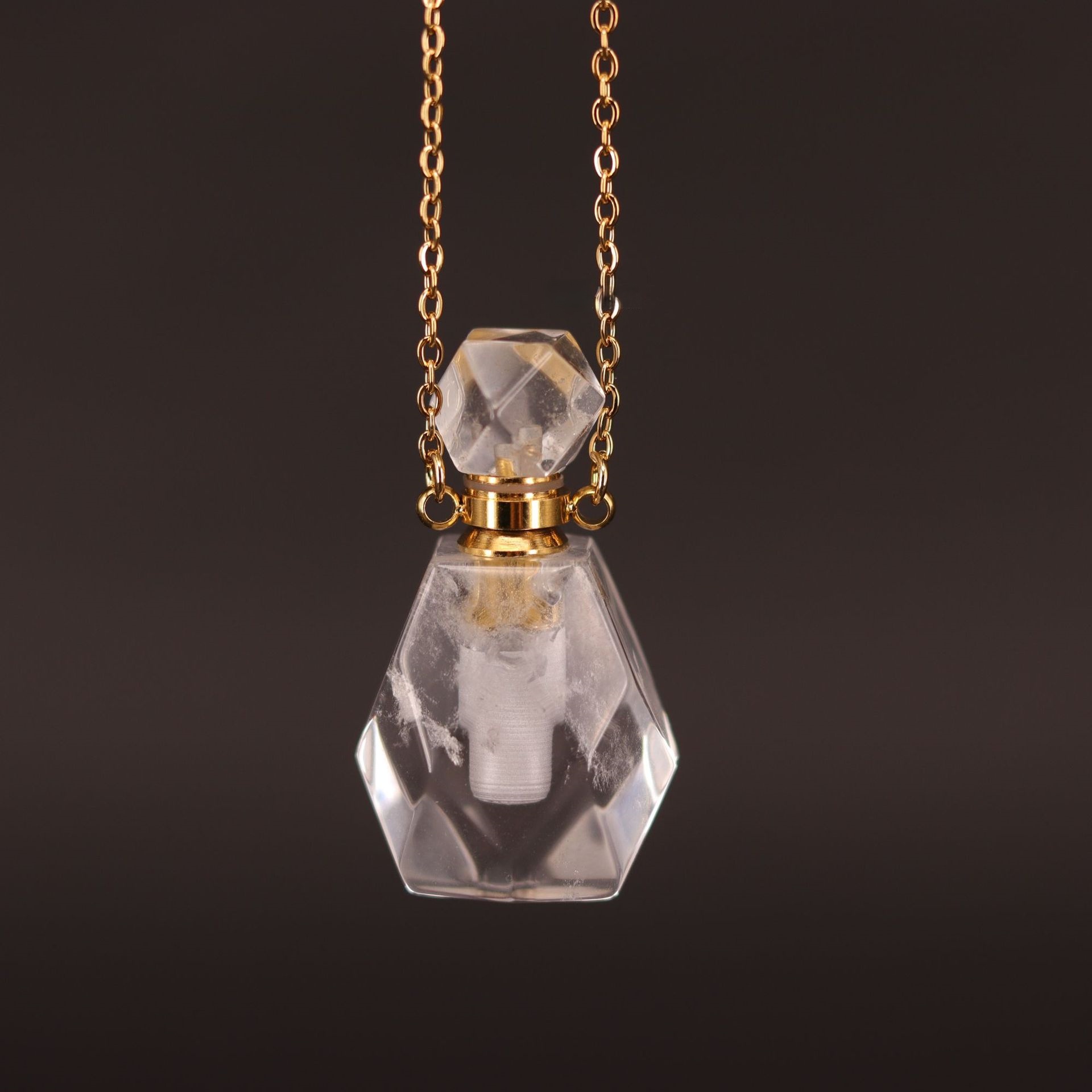 Gemstone  Crystal Rhombus Perfume Bottle Pendant