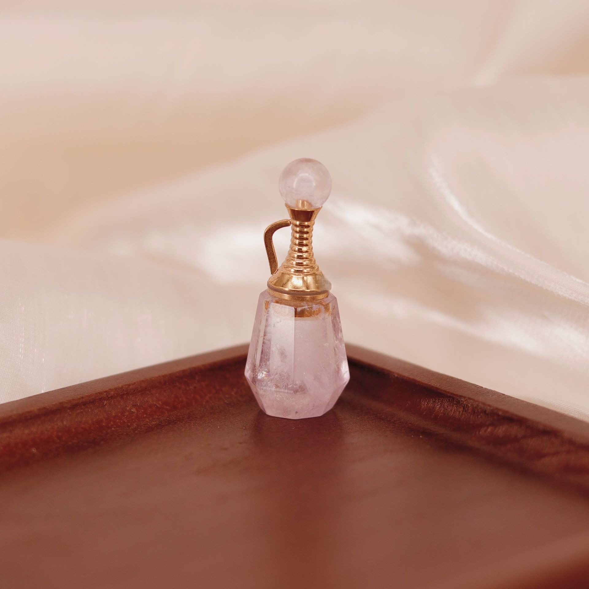 Teapot Crystal & Natural Stone Oil Perfume Pendant - 12