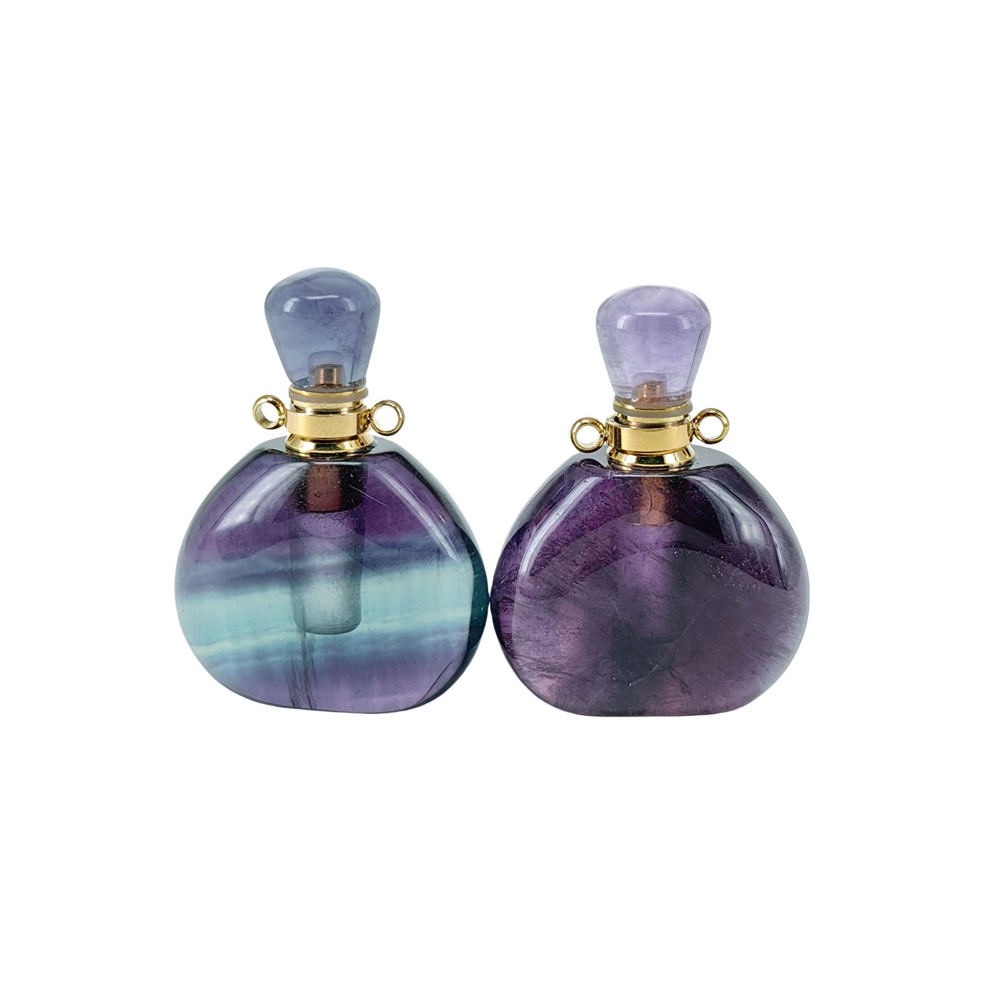Multi-Color Fluorite Heart Perfume Bottle Pendant Necklace - 7